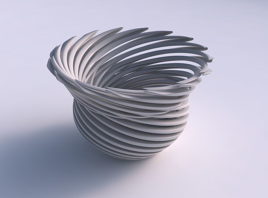 Bowl funnel with twisted sharp muscle structure very twisted ... 3D print model_0
