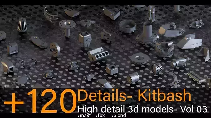 120-Hard surface details-Kitbash- Vol 03