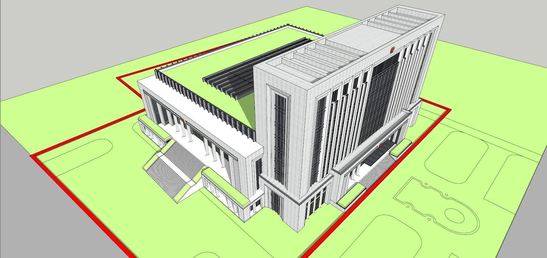 SU model of the modern office building of the People Court 3D model_4