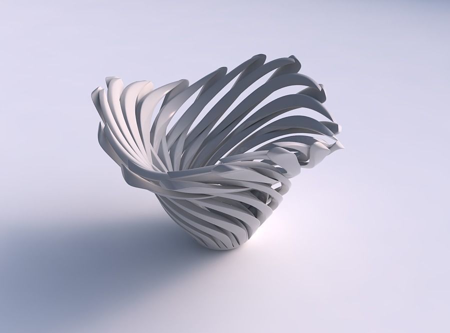 Bowl funnel with twisted sharp muscle structure twisted wavy 3D print model_0