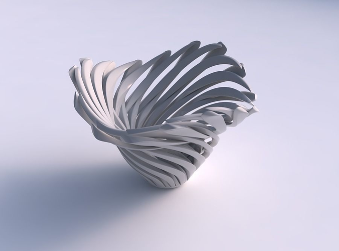 Bowl funnel with twisted sharp muscle structure twisted wavy