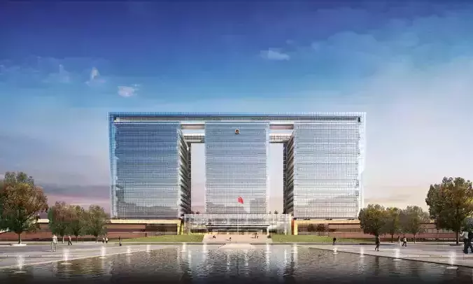 SU model of  civic center square and government office building