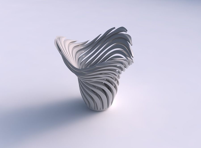 Bowl funnel with twisted sharp muscle structure twisted and tapered wavy