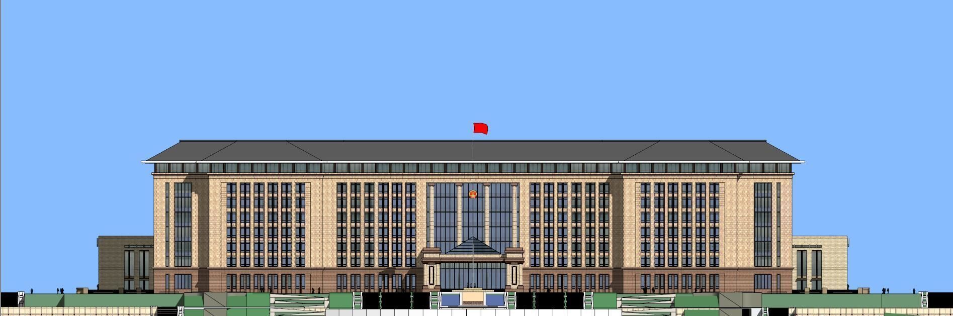 SU model of modern citizen service center office building 3D model_1