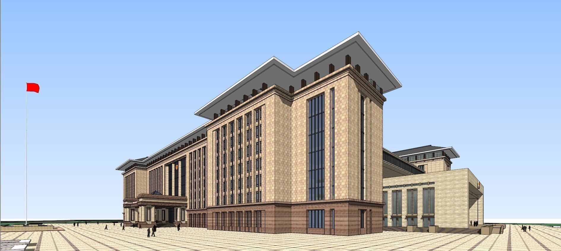 SU model of modern citizen service center office building 3D model_9