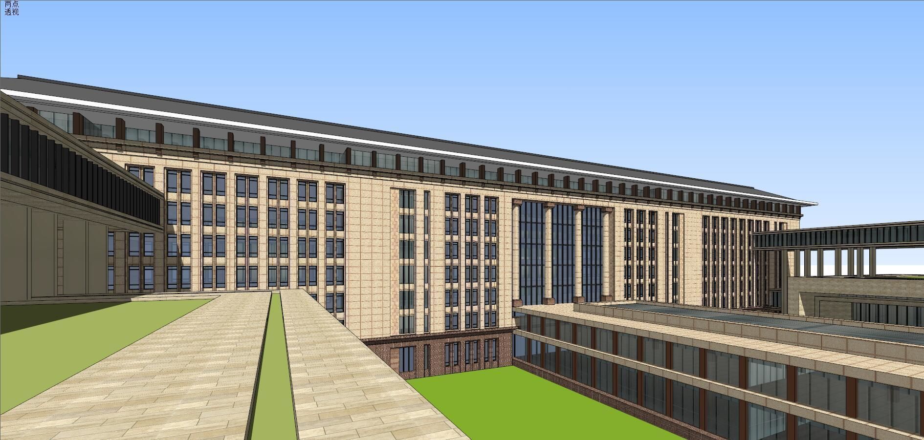 SU model of modern citizen service center office building 3D model_6