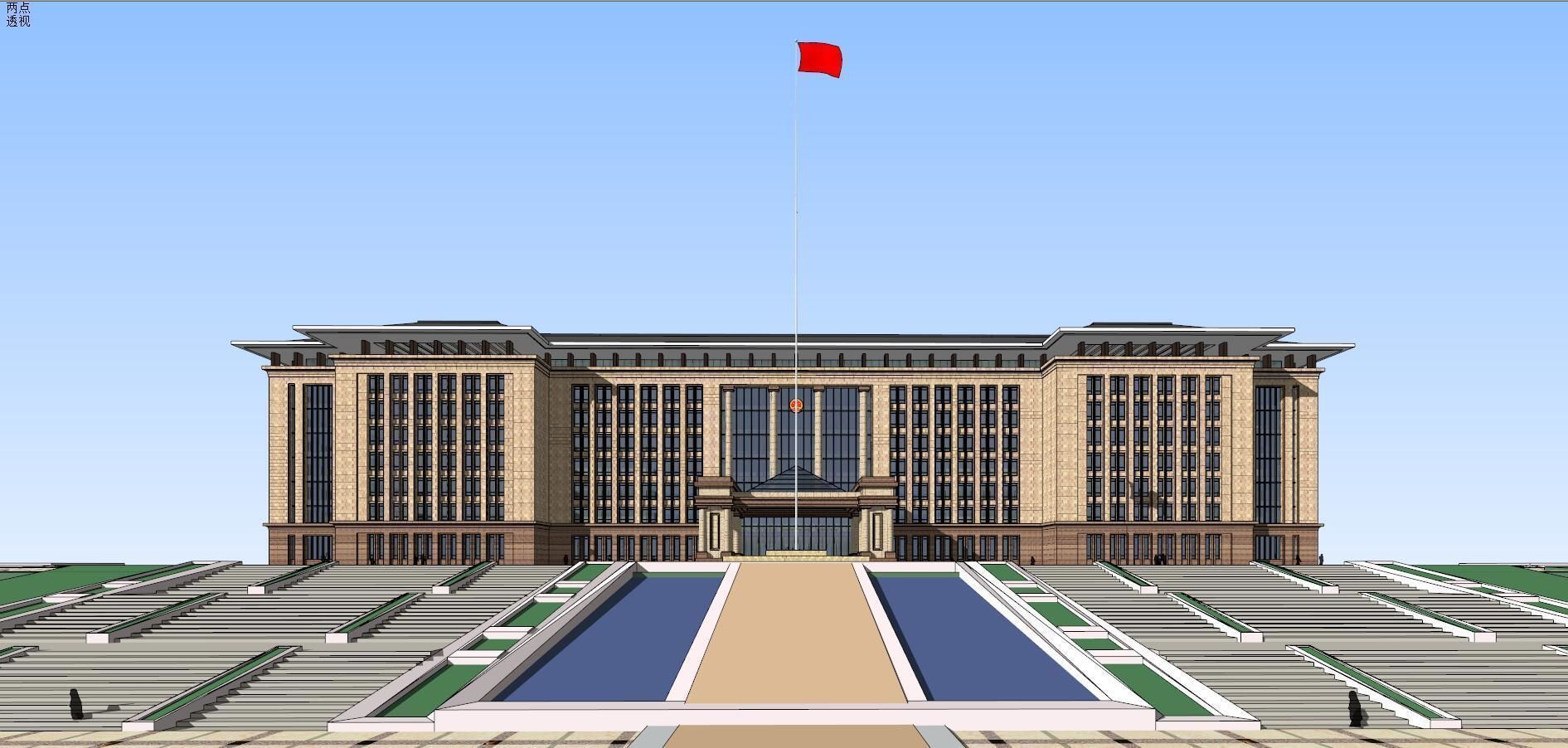 SU model of modern citizen service center office building 3D model_4
