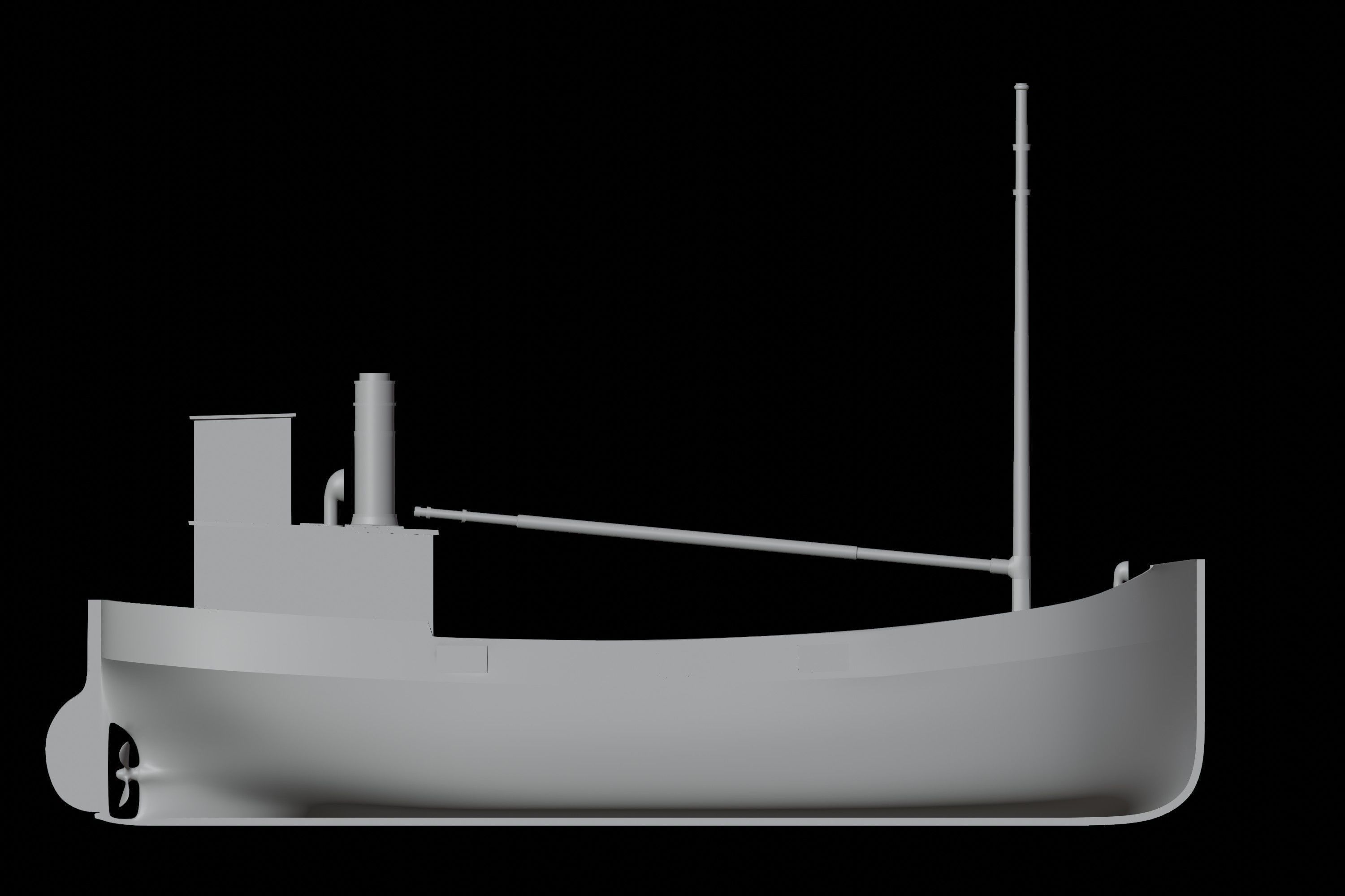 Clyde puffer simple steamboat cargo 3D print model_6