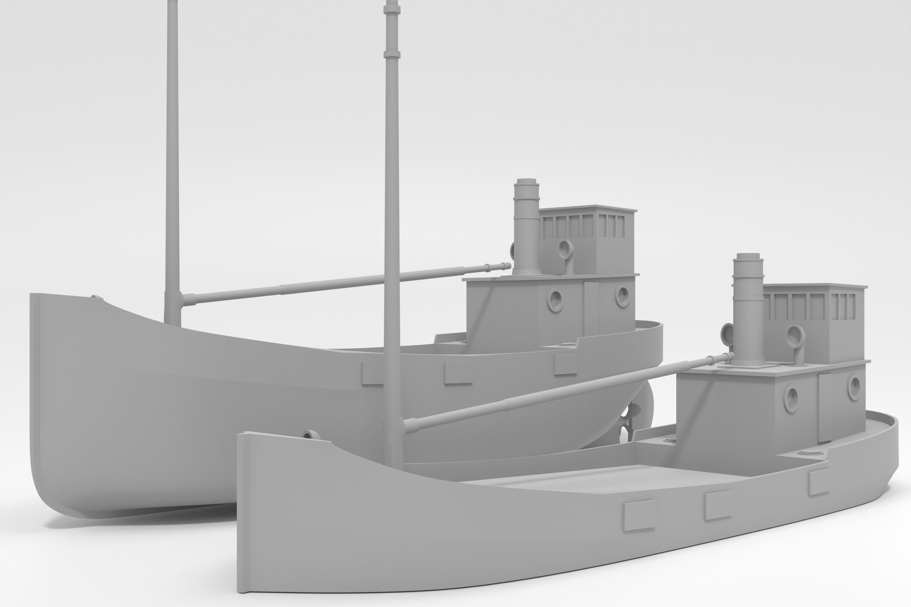 Clyde puffer simple steamboat cargo 3D print model_2