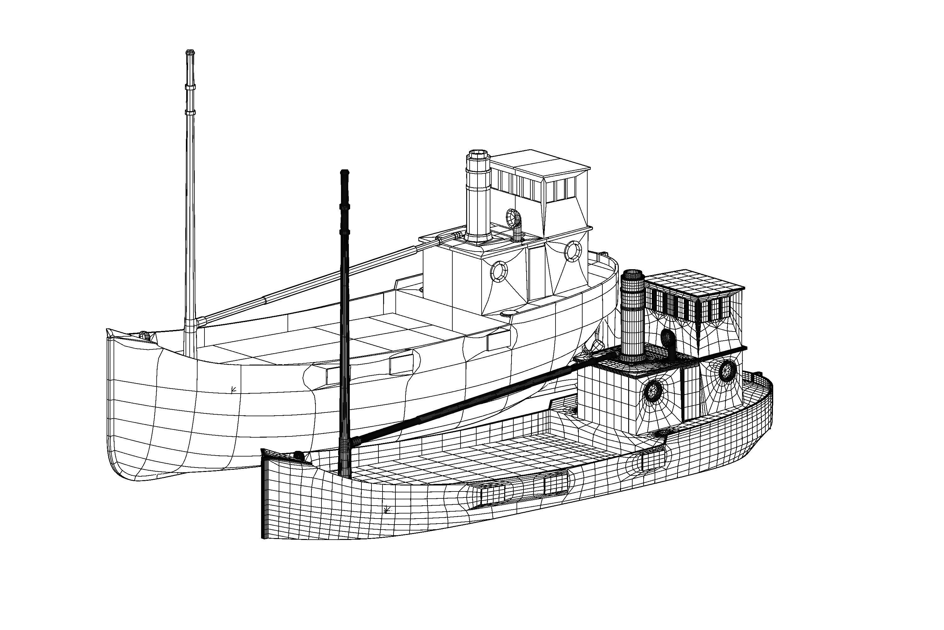 Clyde puffer simple steamboat cargo 3D print model_4