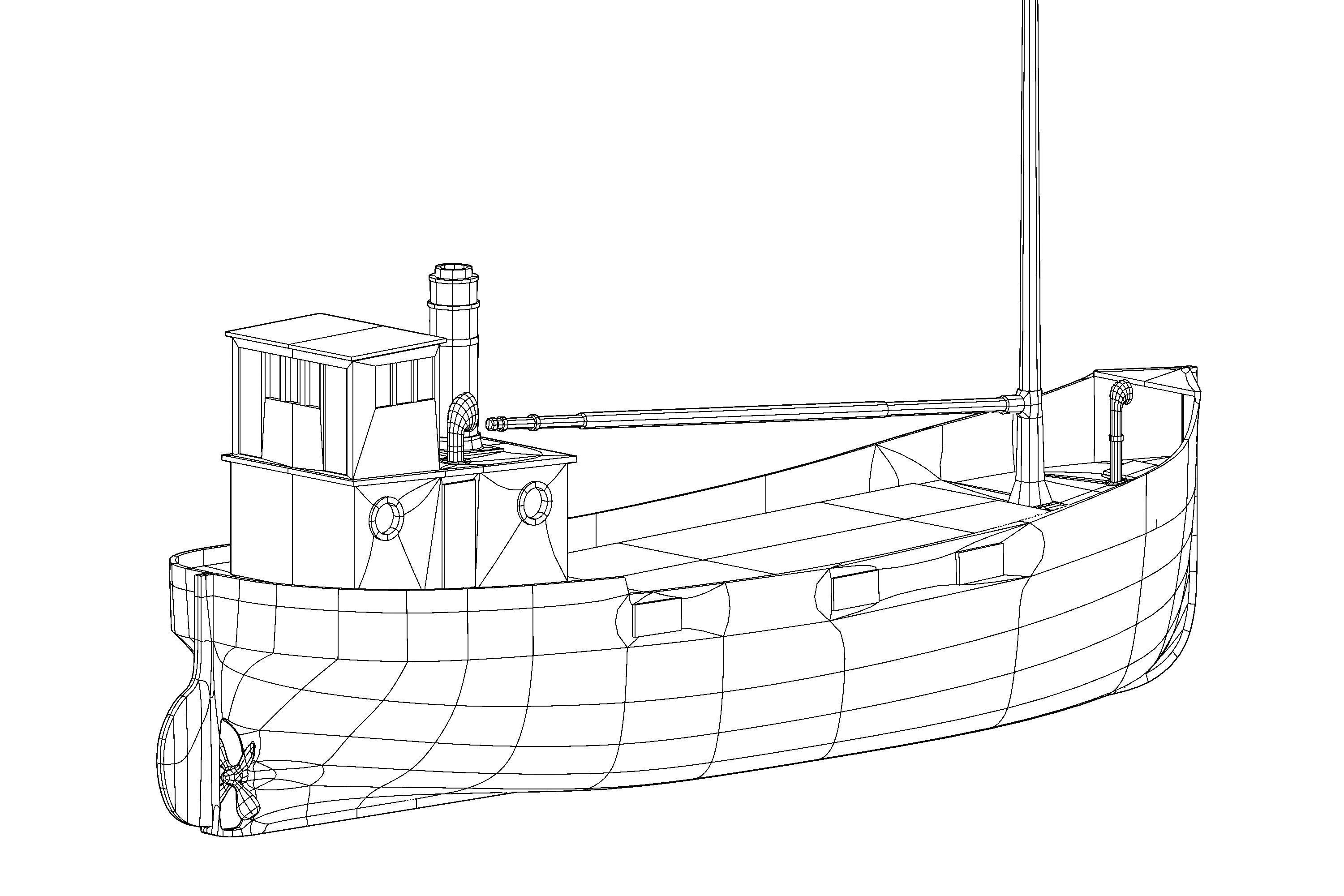 Clyde puffer simple steamboat cargo 3D print model_5