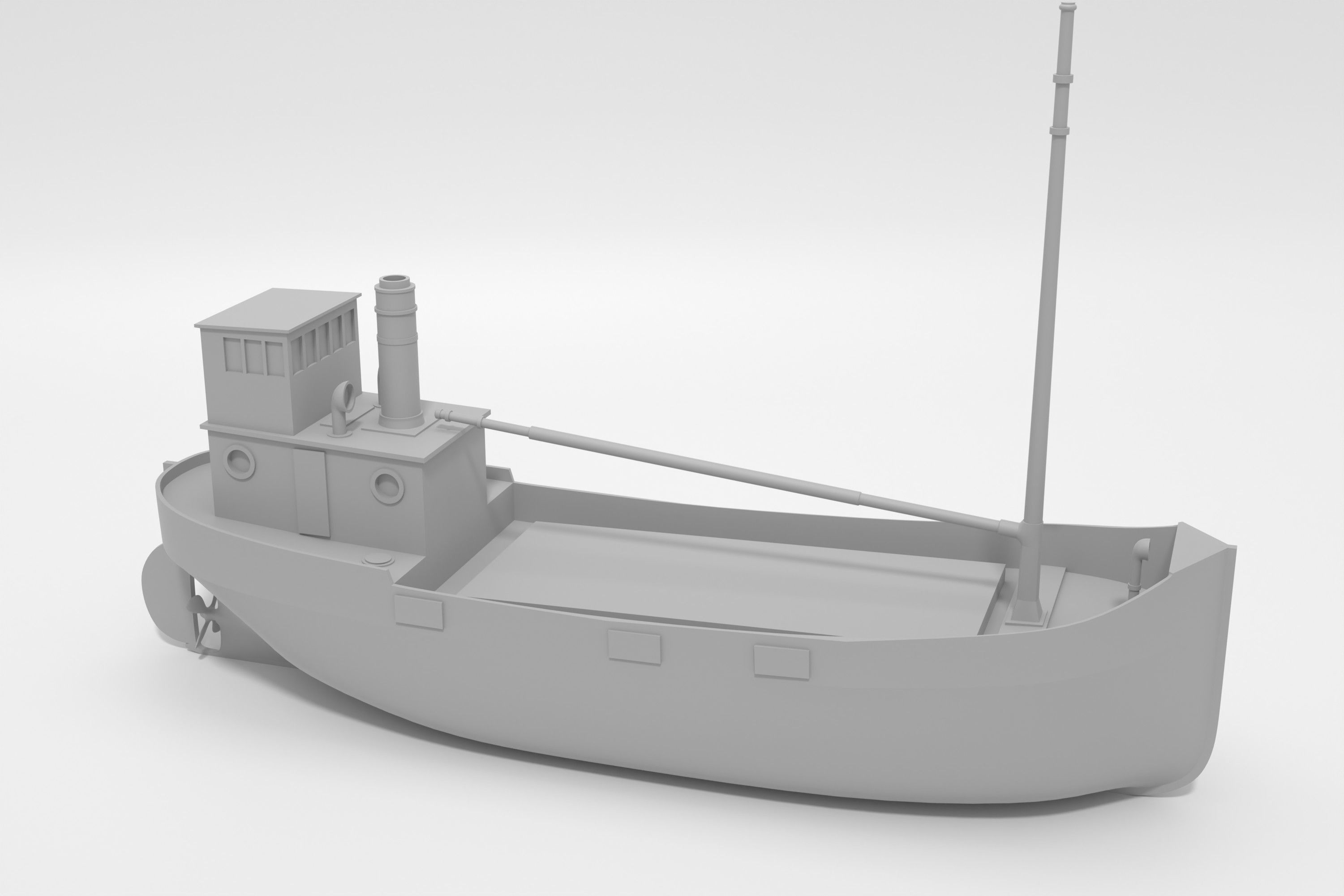 Clyde puffer simple steamboat cargo 3D print model_3