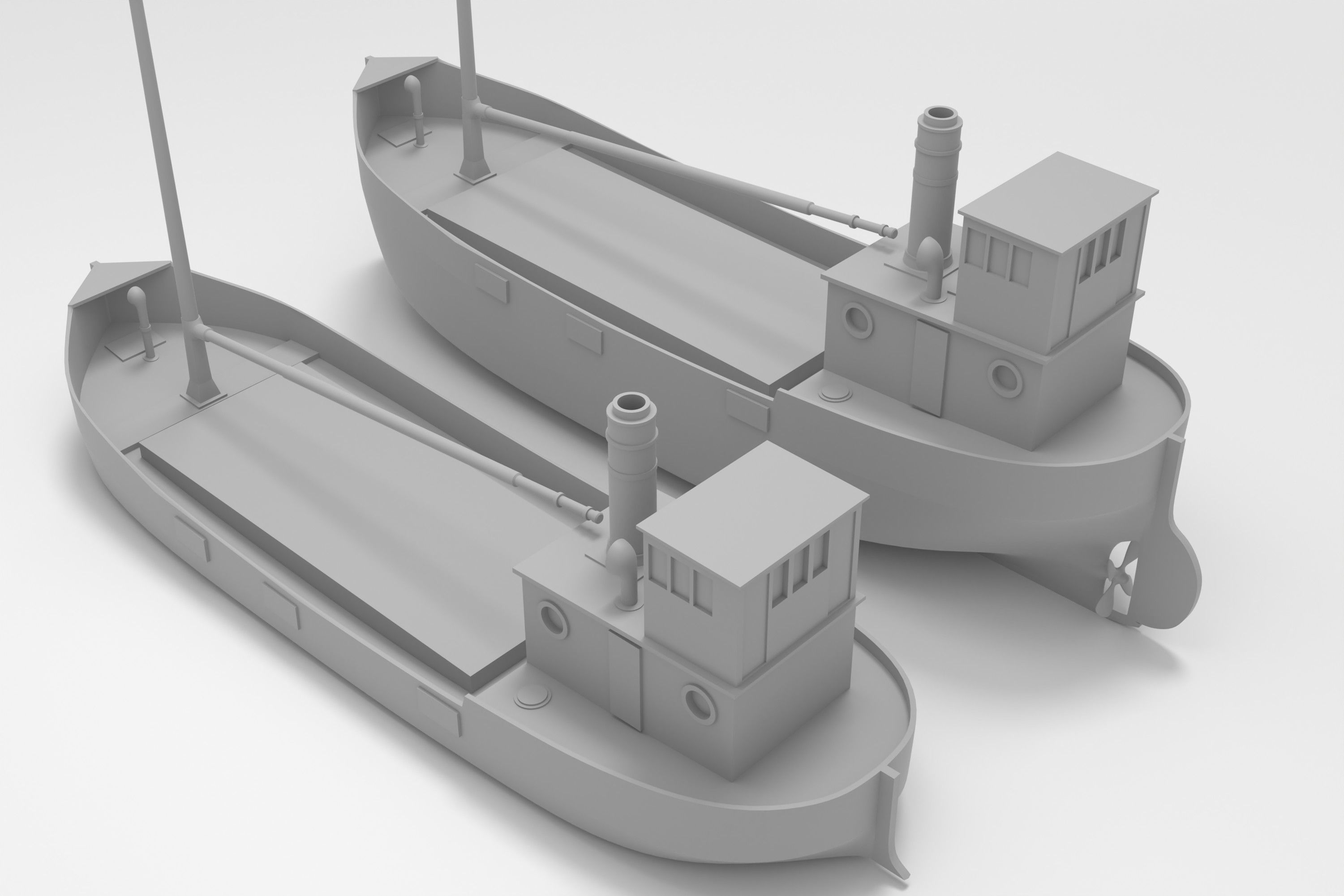 Clyde puffer simple steamboat cargo 3D print model_1
