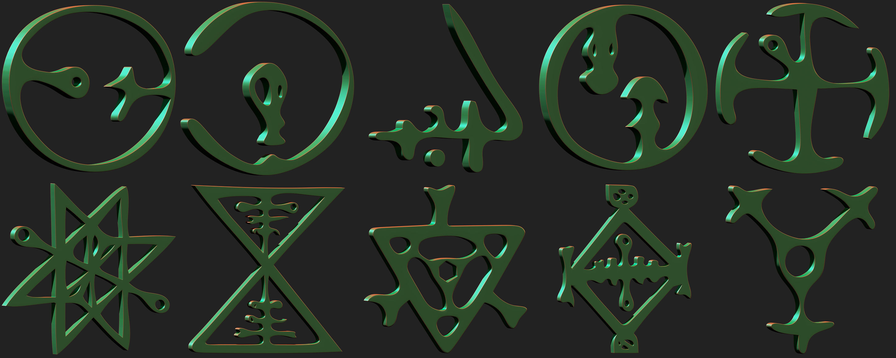 3D model 300 Runes Base Mesh Pack VR / AR / low-poly | CGTrader