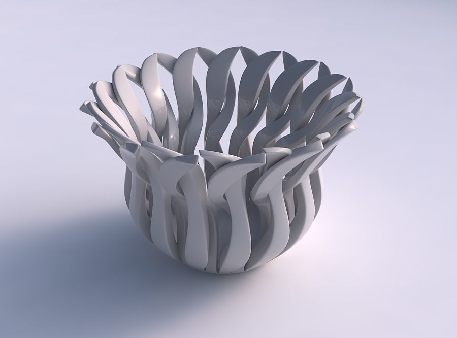 Bowl funnel with twisted sharp muscle structure tapered 2 3D print model_0