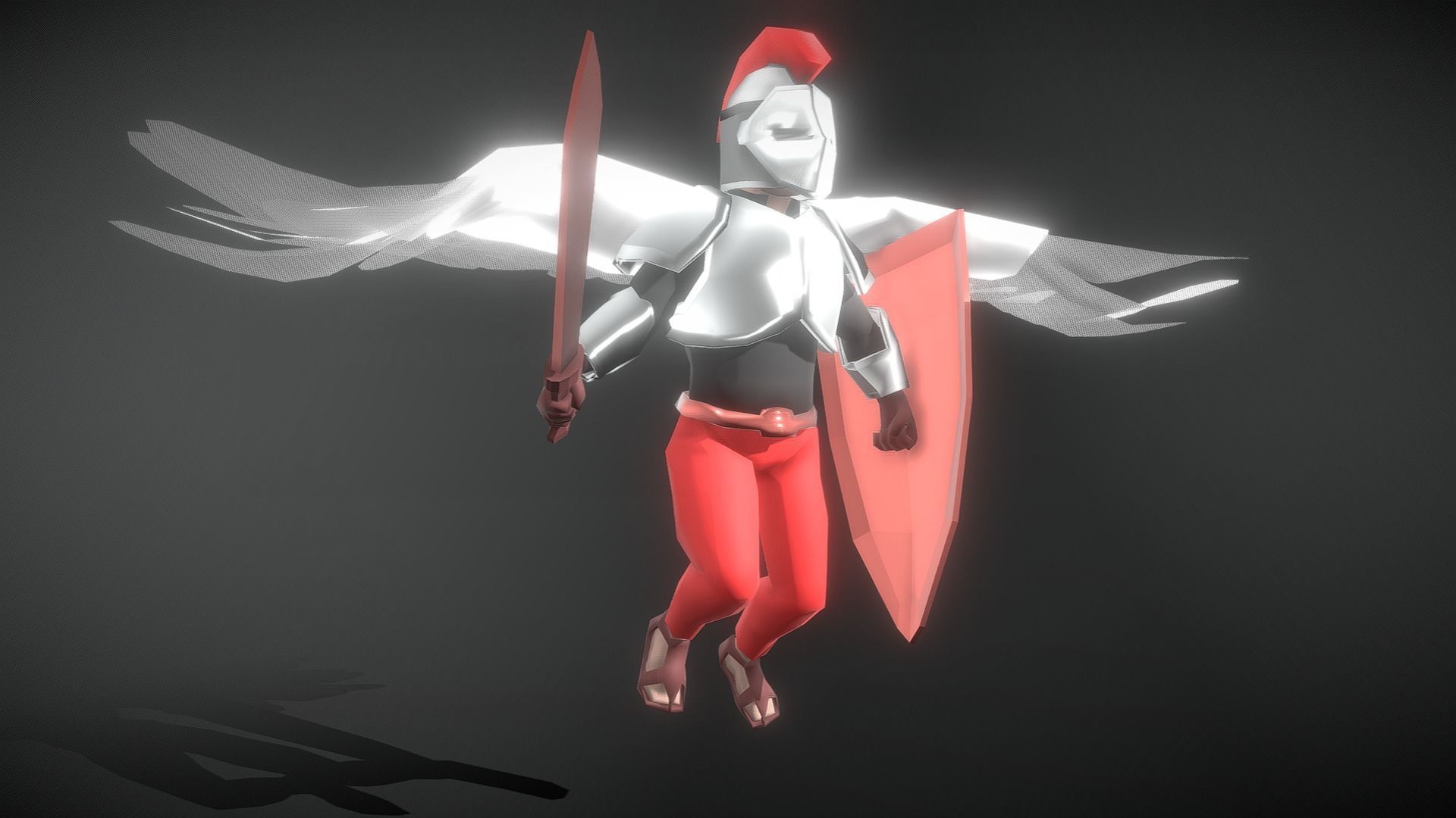 Animated Low Poly Angel Knight Low-poly 3D model_7