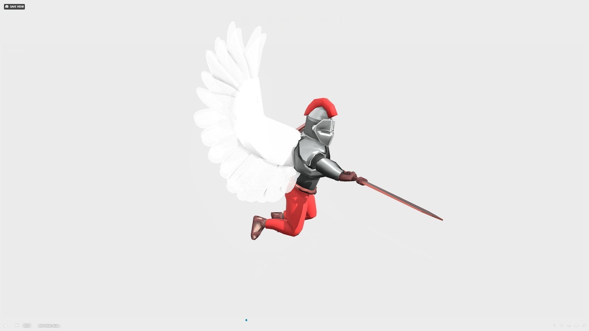 Animated Low Poly Angel Knight Low-poly 3D model_13