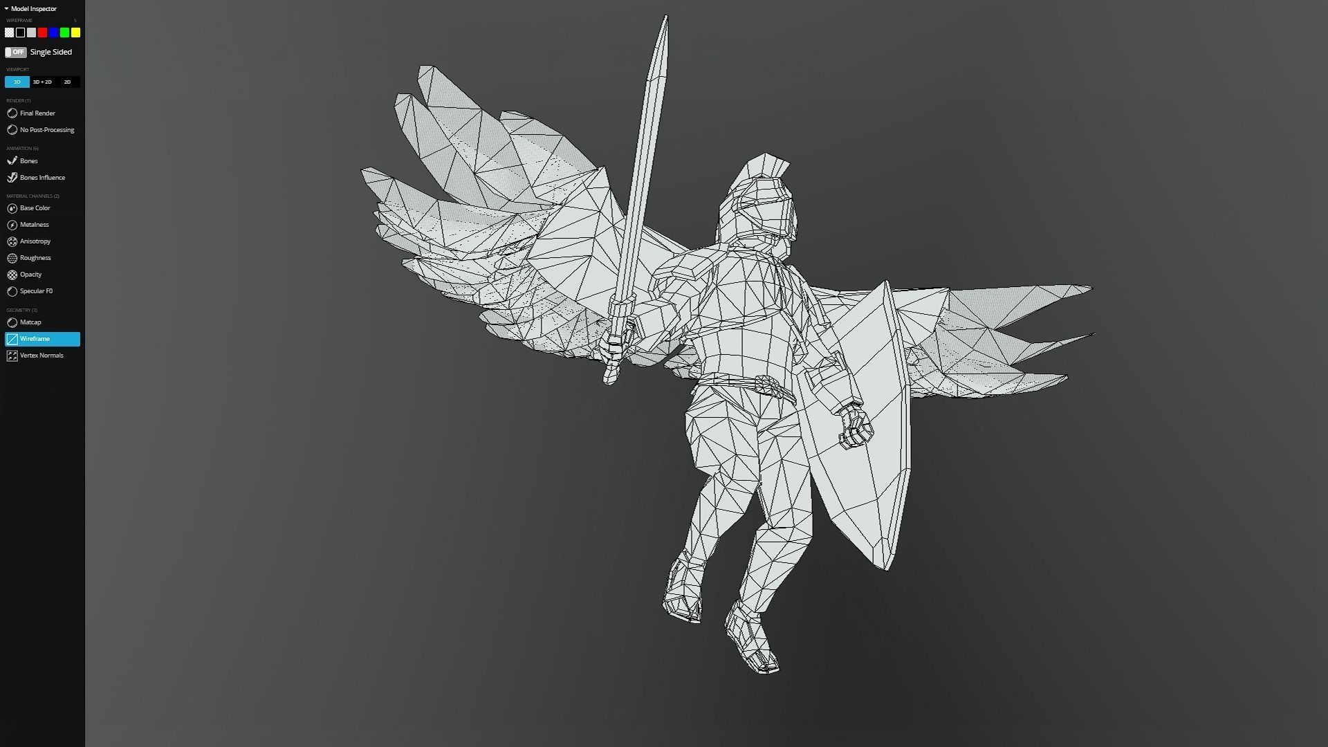 Animated Low Poly Angel Knight Low-poly 3D model_22