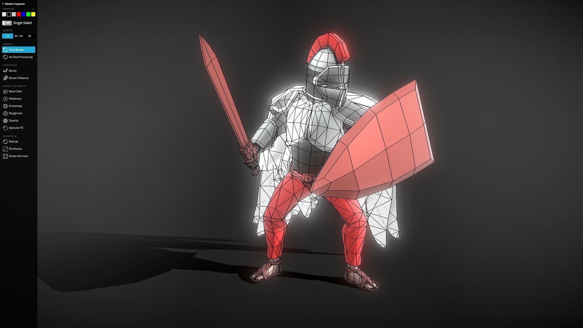 Animated Low Poly Angel Knight Low-poly 3D model_3
