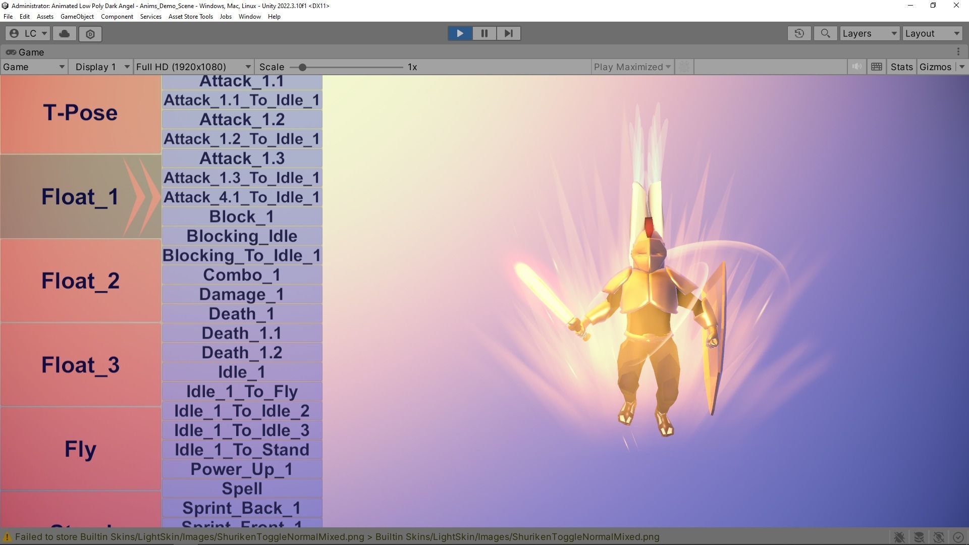 Animated Low Poly Angel Knight Low-poly 3D model_10