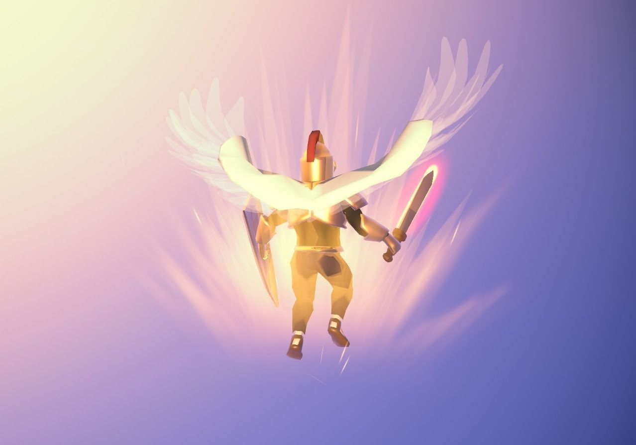 Animated Low Poly Angel Knight Low-poly 3D model_15