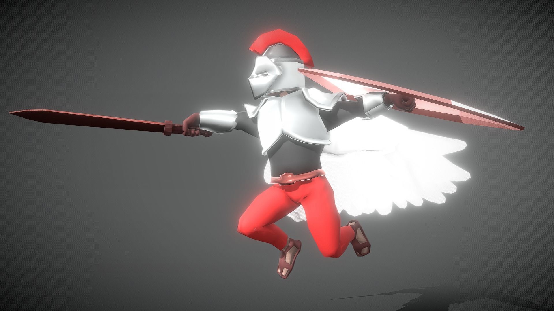 Animated Low Poly Angel Knight Low-poly 3D model_8