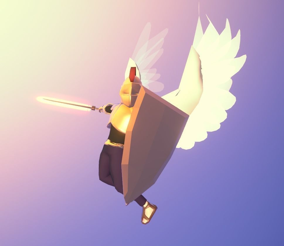 Animated Low Poly Angel Knight Low-poly 3D model_12