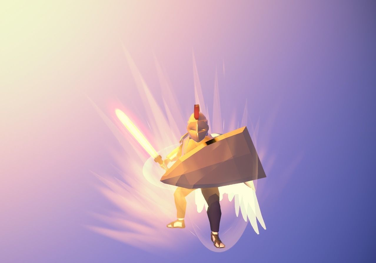 Animated Low Poly Angel Knight Low-poly 3D model_19