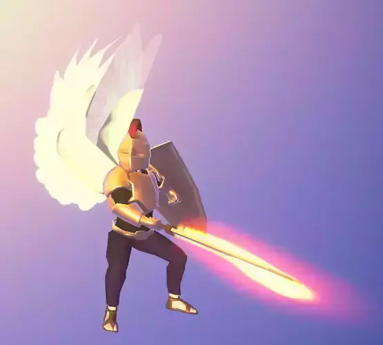Animated Low Poly Angel Knight Low-poly 3D model