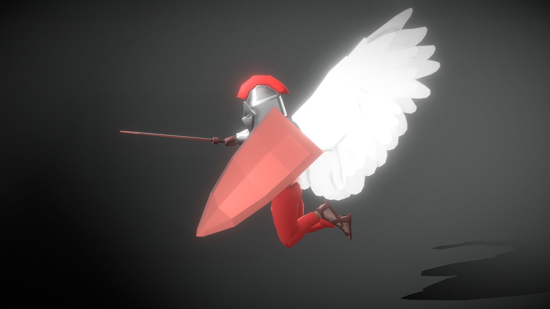 Animated Low Poly Angel Knight Low-poly 3D model_5