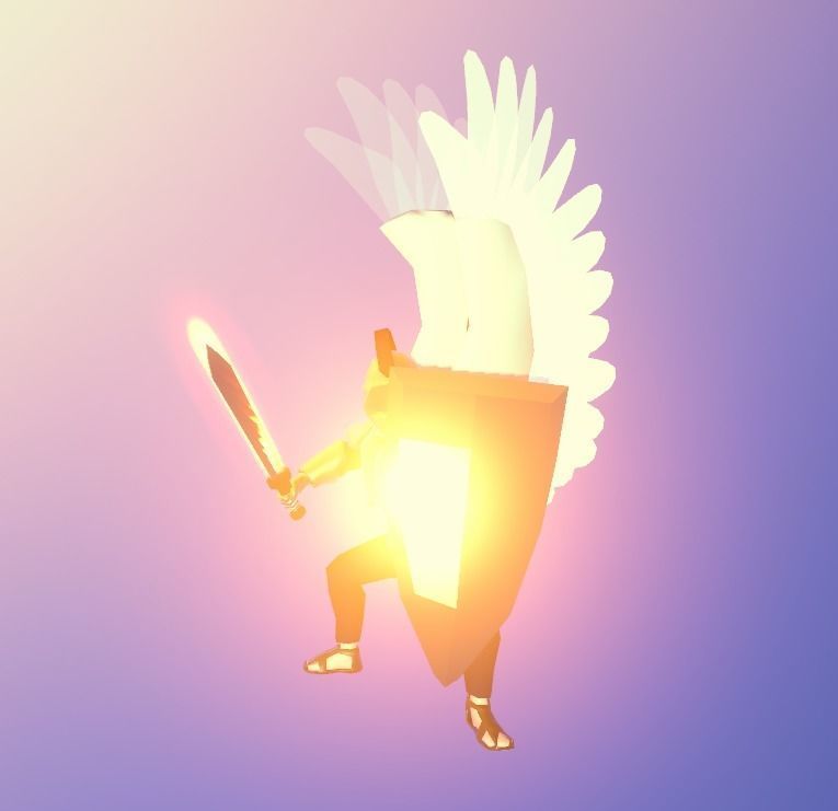 Animated Low Poly Angel Knight Low-poly 3D model_21