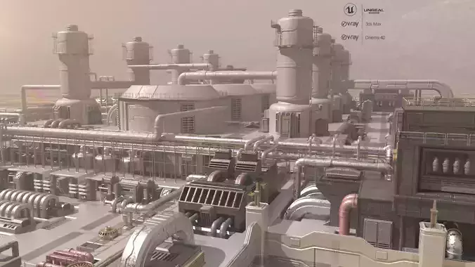 Scifi factory 3D model