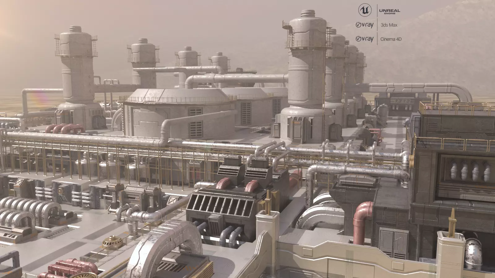 Scifi factory 3D model_0