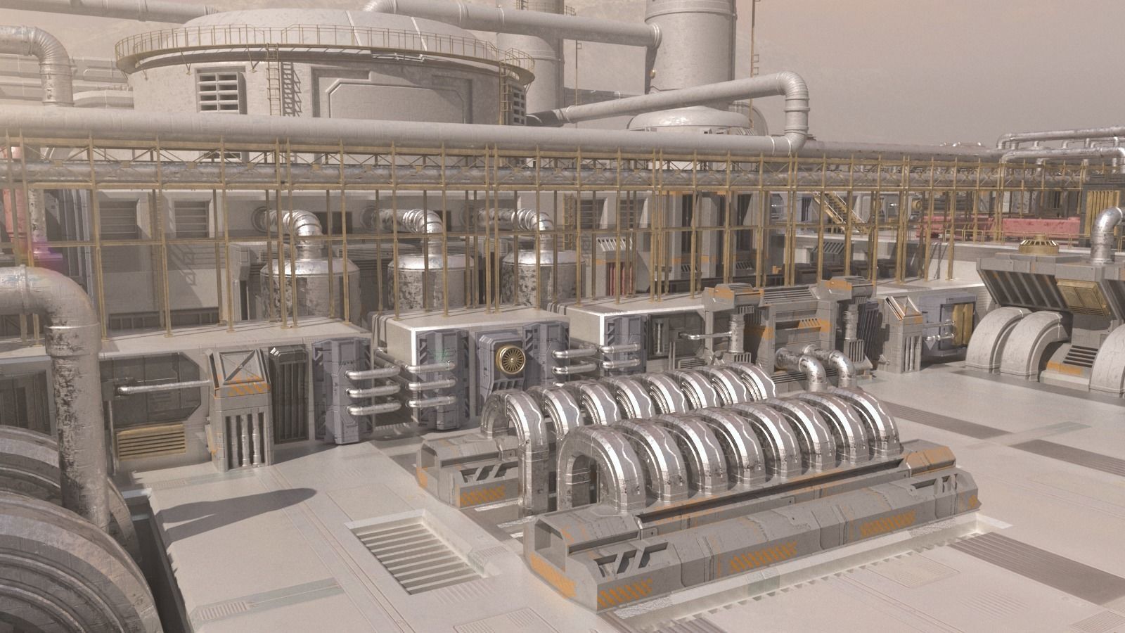 Scifi factory 3D model_2
