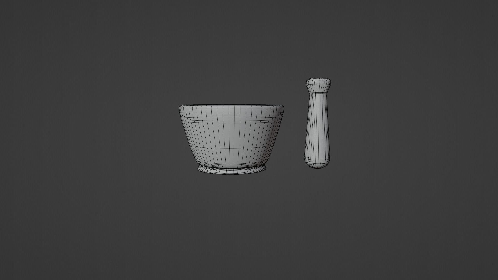 Low Poly Kitchen Mortar adn Pestle  PBR Game Ready Tool Low-poly 3D model_4