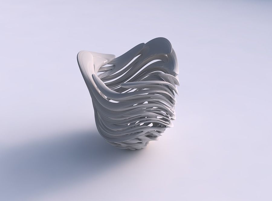 Bowl flared with interlacing lattice and extruded lines very ... 3D print model_0