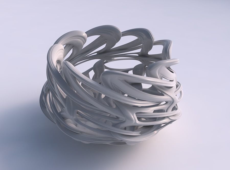 Bowl flared with interlacing lattice and extruded lines 3D print model_0