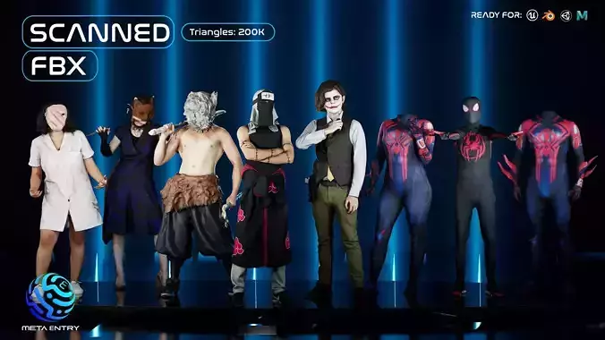 3D Scanned and Optimised - 8 Posed Cosplay Models Pack 2 3D model