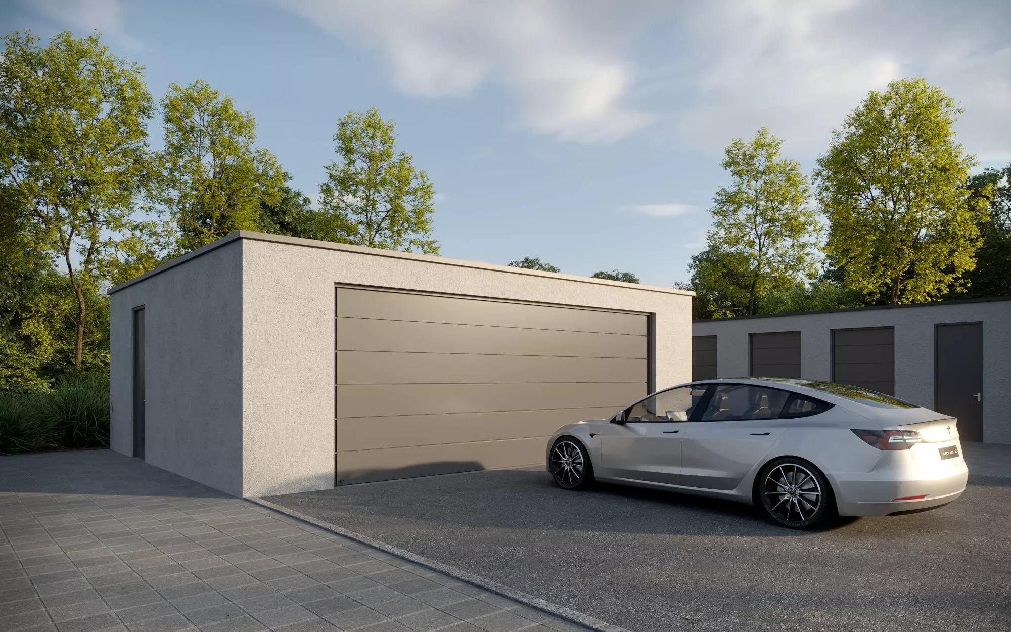 Parametric Garage house Railclone 3D model_0