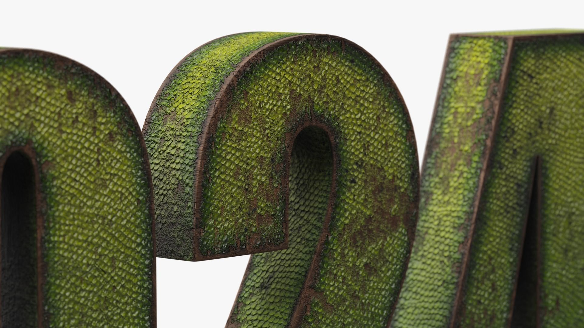 2024 GREEN WOODEN DRAGON - Stylized 3D text collection Low-poly 3D model_9