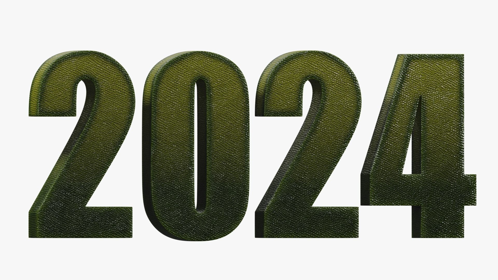 2024 GREEN WOODEN DRAGON - Stylized 3D text collection Low-poly 3D model_4