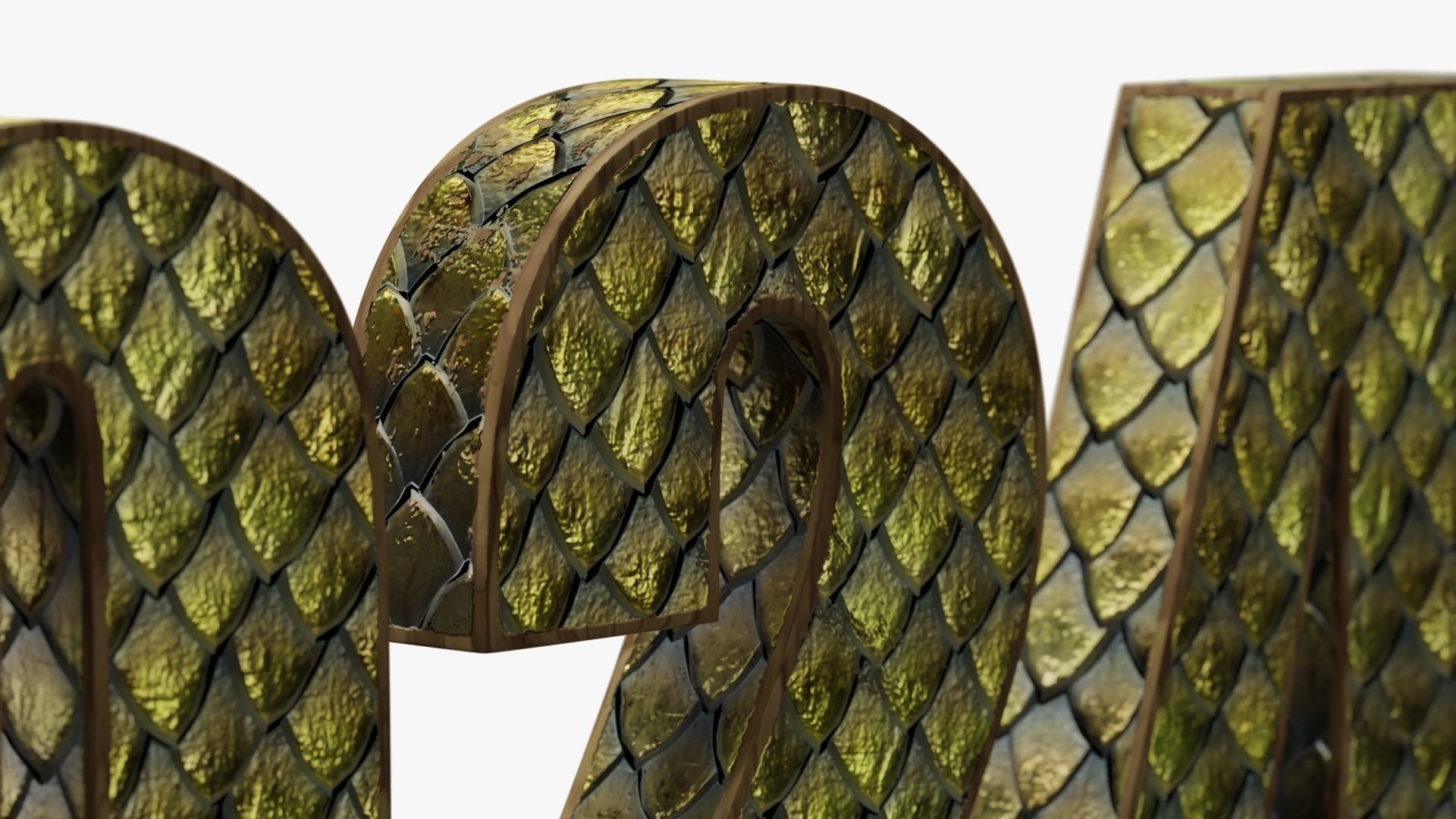 2024 GREEN WOODEN DRAGON - Stylized 3D text collection Low-poly 3D model_14