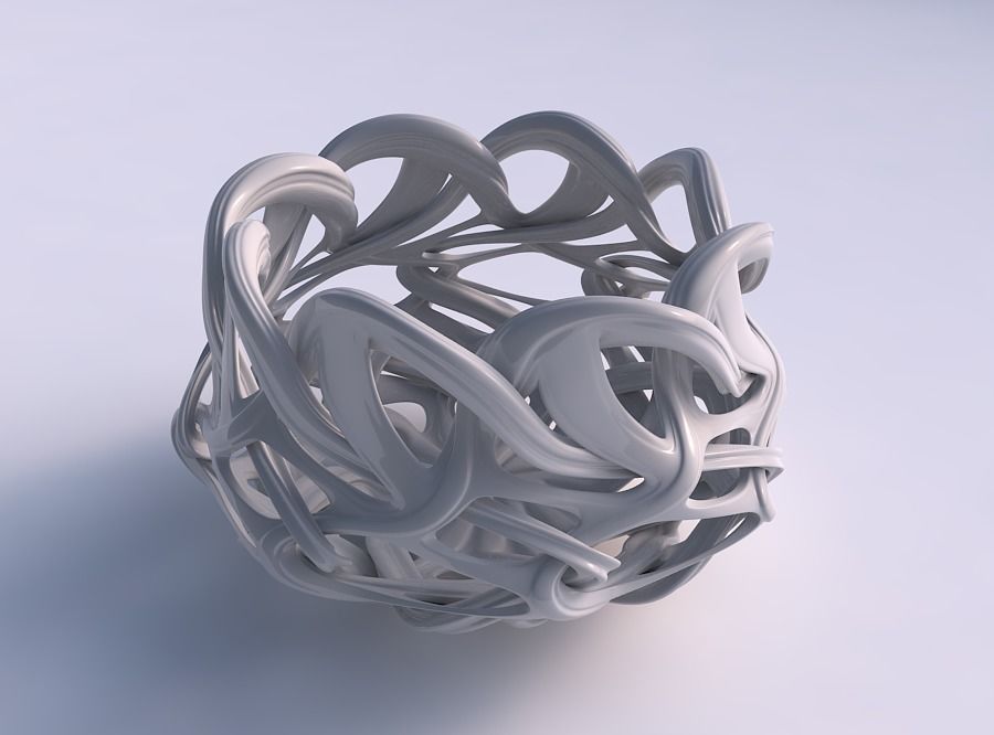 Bowl flared with interlacing lattice and extruded lines taper... 3D print model_0