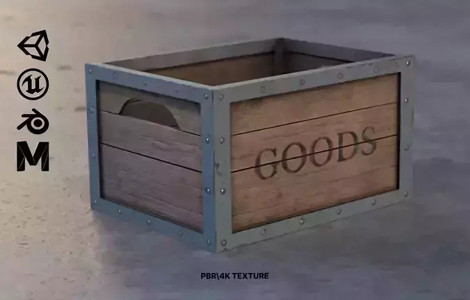 Crate- low-poly game ready modell Low-poly 3D model