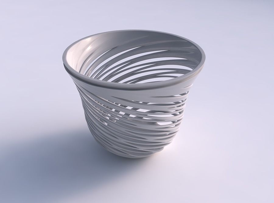 Bowl extra wide with smooth beveled cuts and extruded top ver... 3D print model_0