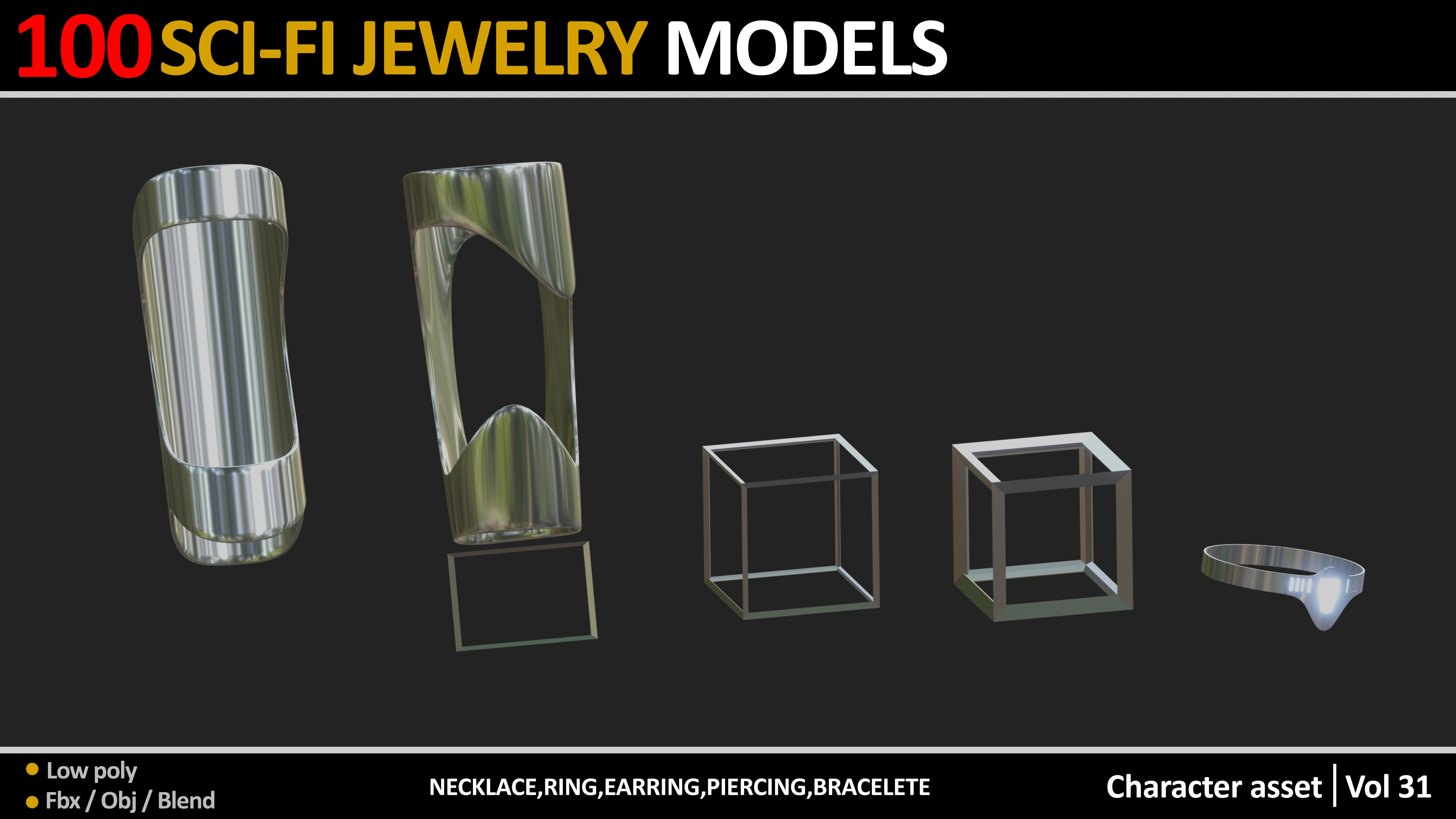 100 SCI FI JEWELRY MODELS Low-poly 3D model_1