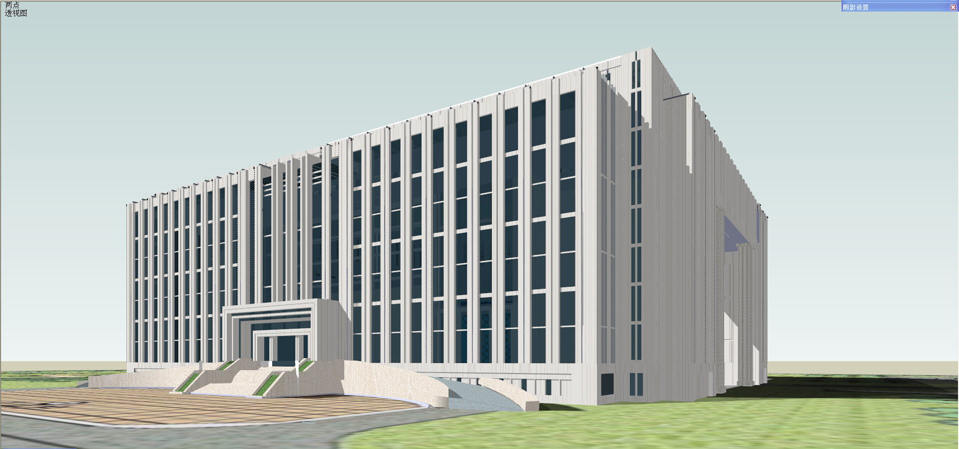 SU model of a modern government office building and its plaza 3D model_1