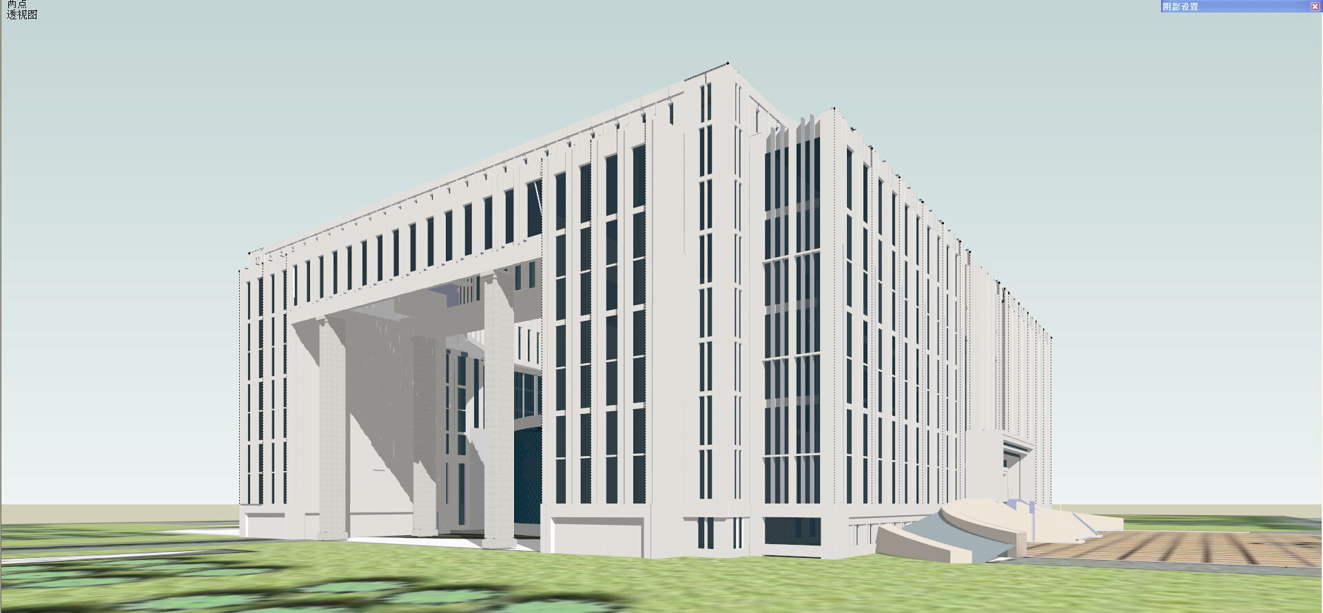 SU model of a modern government office building and its plaza 3D model_3