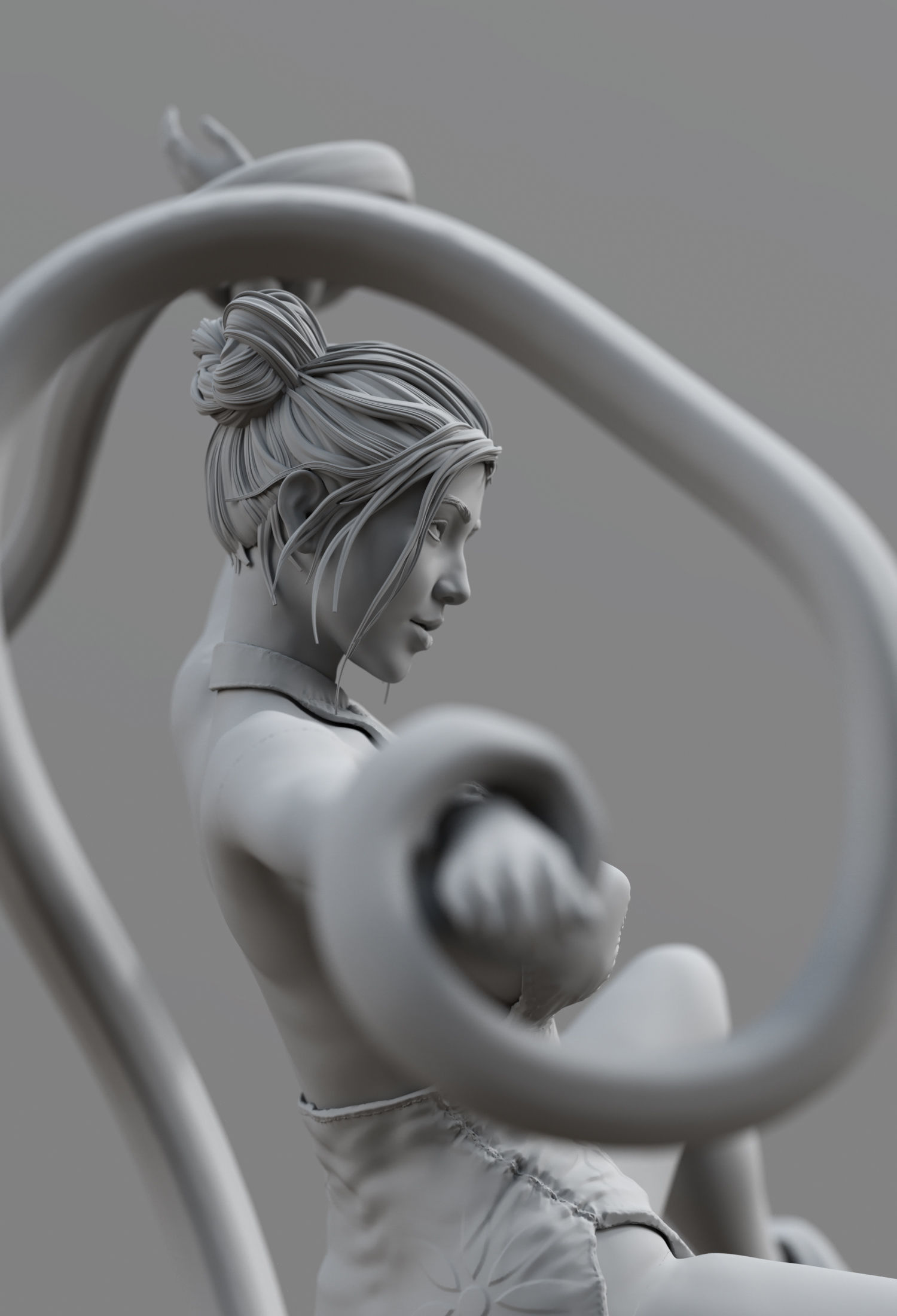 CheongSam Girl vs X machine NSFW 3D print model_28