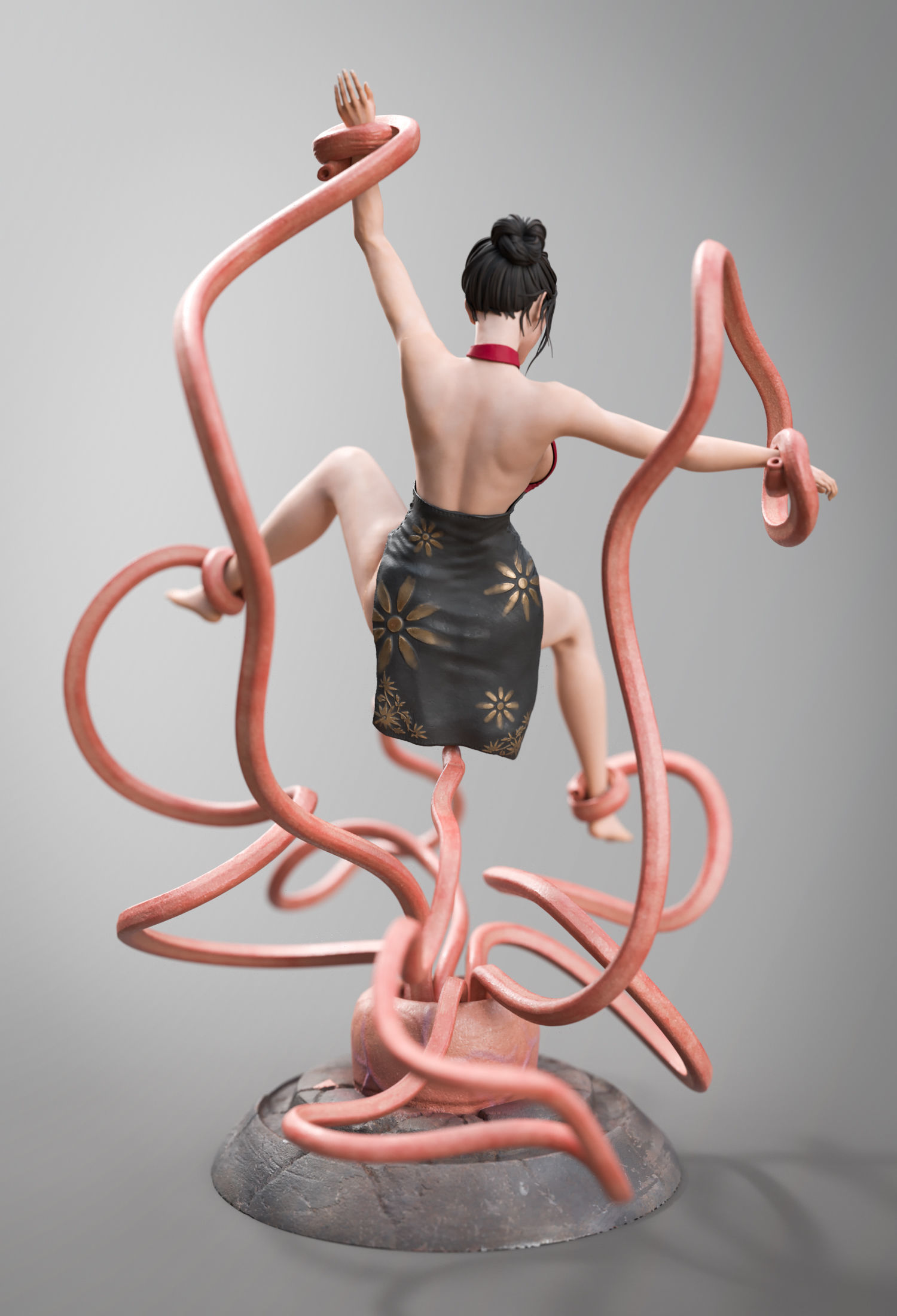 CheongSam Girl vs X machine NSFW 3D print model_18